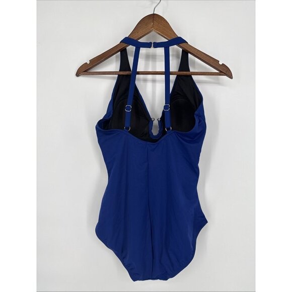 Miraclesuit Women’s Size 12 Blue Razzle Dazzle Bling One Piece Swimsuit New - Picture 4 of 8
